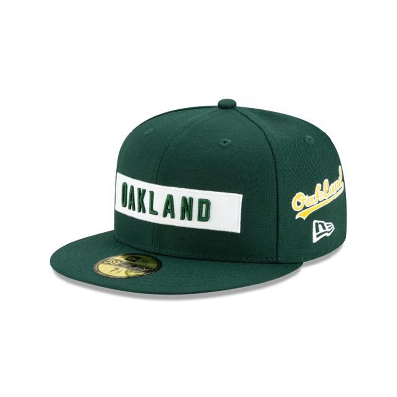 MLB Oakland Athletics Boxed Wordmark 59Fifty Fitted (YQX8415) - Green New Era Caps